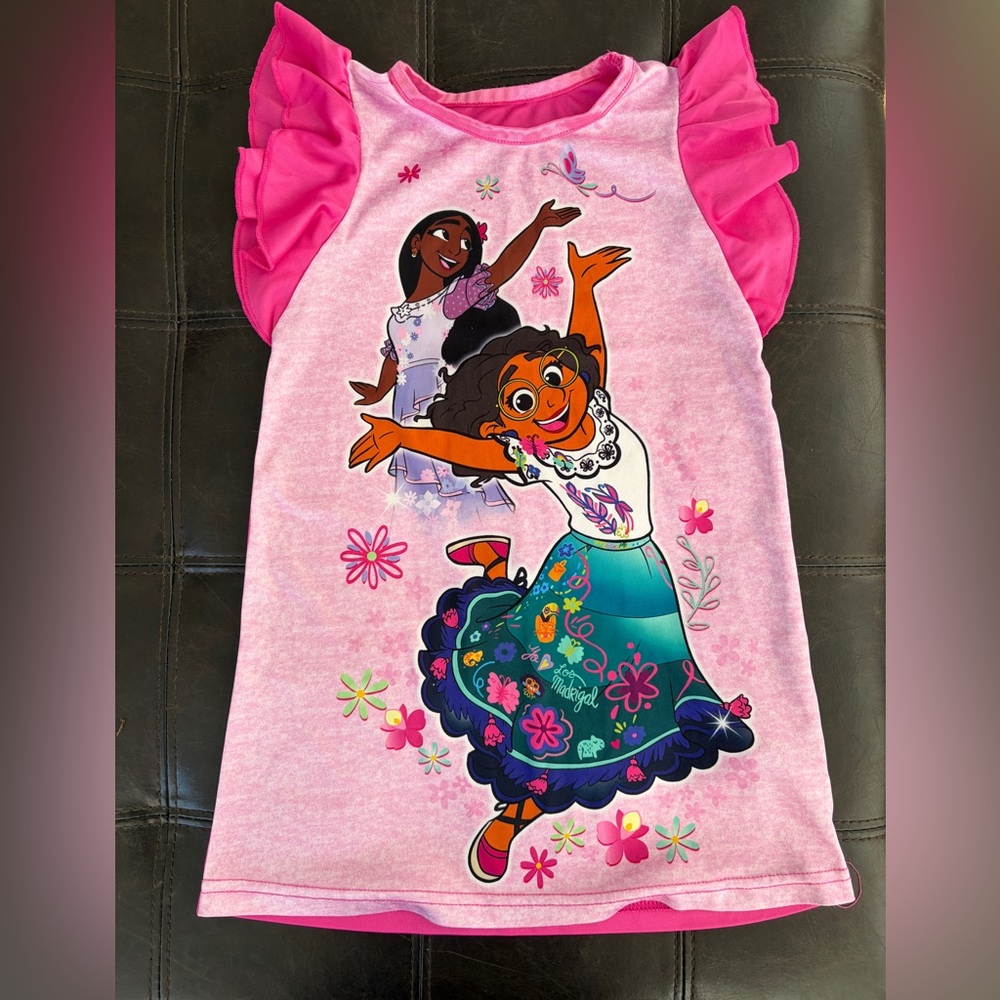 Disney Encanto Pink Fabric Nightgown with Ruffled Cap Sleeves